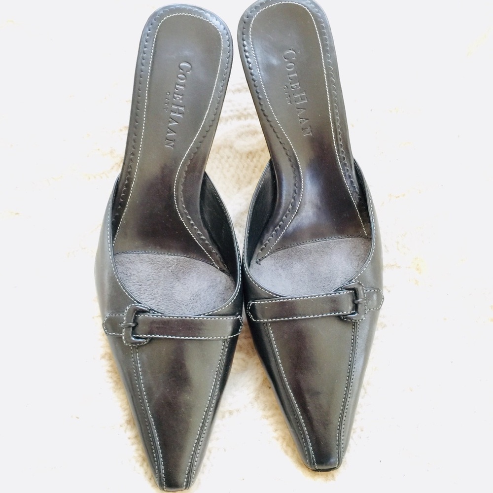 Cole Haan Black  Leather slides/ Mules sz 6
